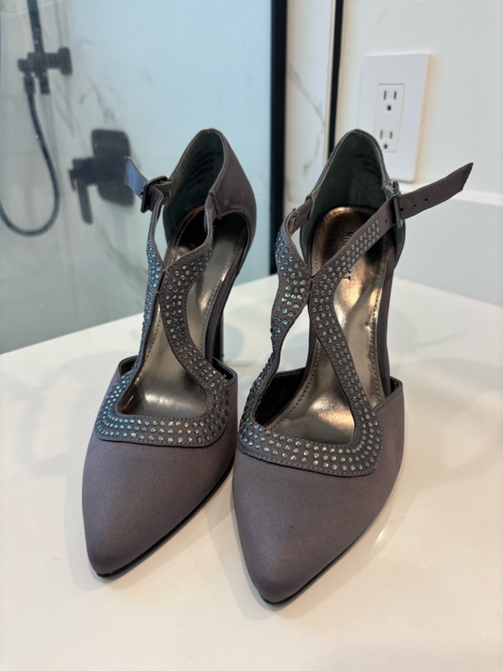 Nine West Grey Rhinestone Embellished NWOT
